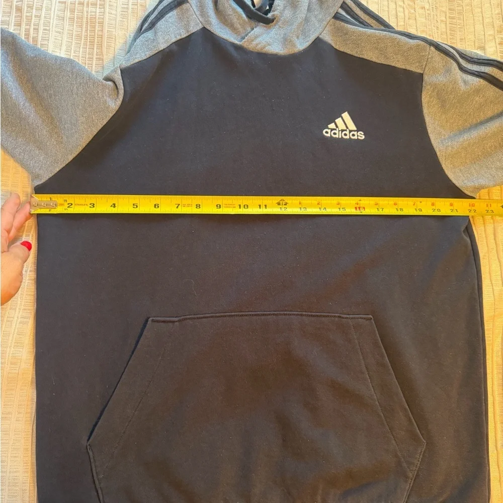 Adidas Men's Dark Blue and Light Blue Hoodie, Medium